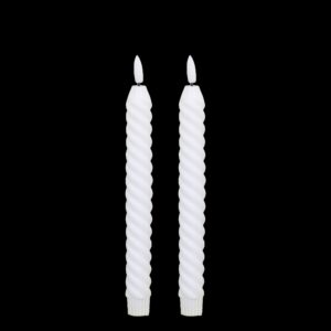 Hvít snúin led kerti- 2stk í pakka